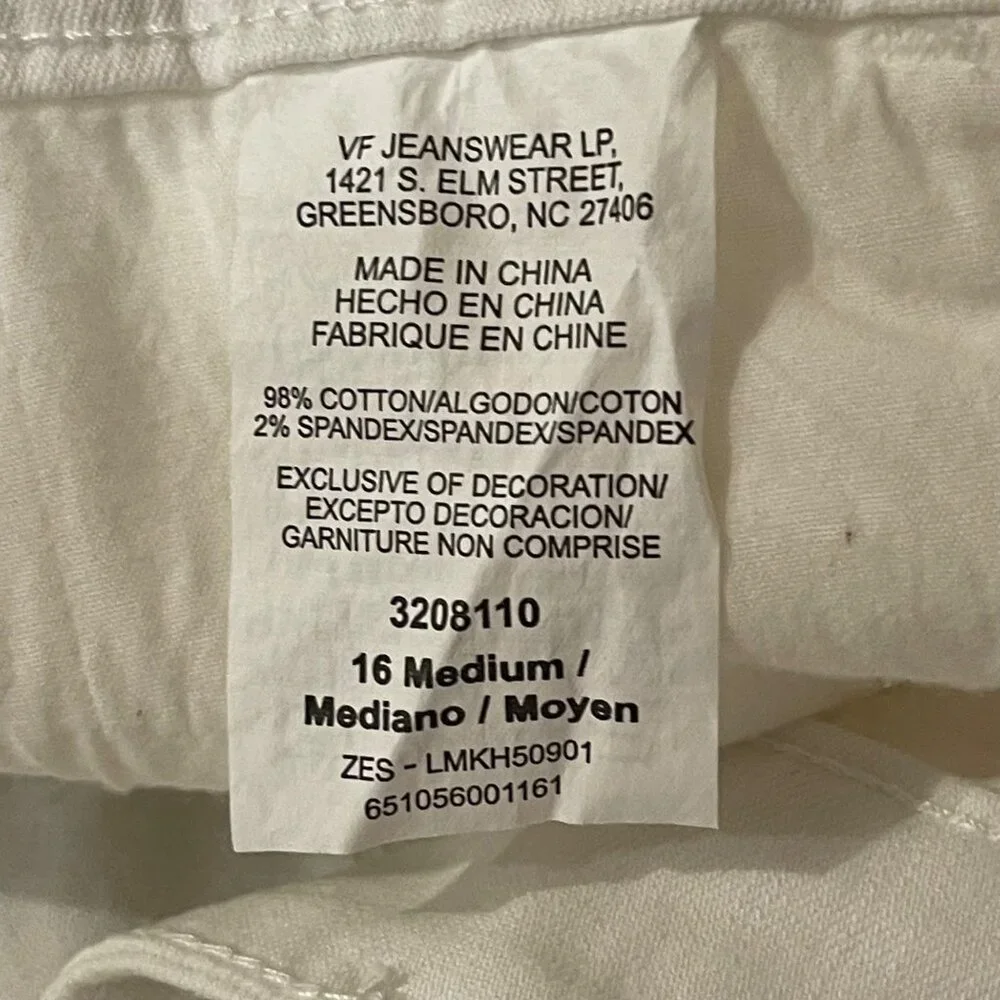 Lee Womens Relaxed Fit Straight Leg White Denim Jeans Size 16 capri